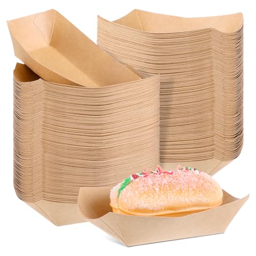 LIQWEI 250pcs Paper Food Boats, 1/4LB Disposable Paper Boat Plates