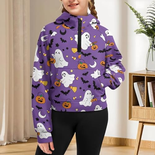 Girls' Hoodies Sweatshirts Half Zipper Pullover Crop Tops for Girls Long Sleeve Spring Fall Winter Outwear4