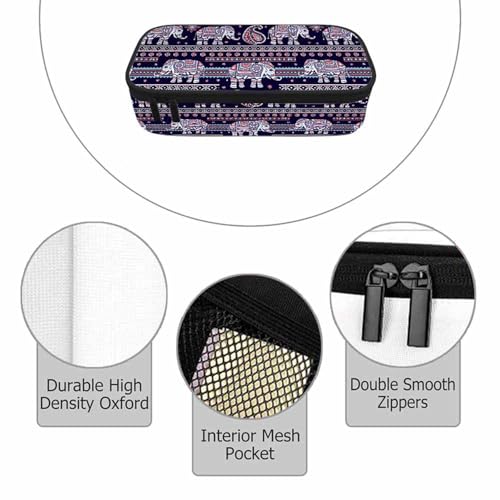 Image of Lotus Elephant Pencil Bag Purple African Tribal Ornament Ethnic Animal Big Capacity Pencil Case Pencil Pouch Pen Bag School Students Boy Girl