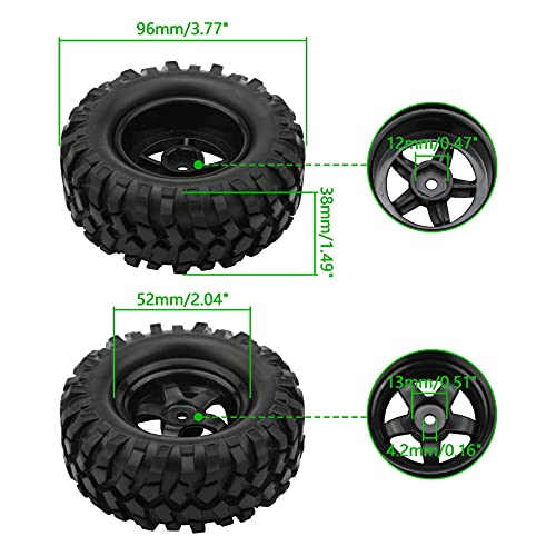 4X 1:10 RC Off-Road Car Wheel Tires 5 Spokes Wheel Rim 12 mm Hex RC Parts - Thumbnail 3