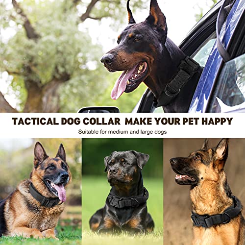 Image of FYA Tactical Dog Collar - Adjustable Nylon Collar with Control Handle and Heavy Metal Buckle for Medium and Large Dogs - 15.6 x 9 x 6.3 Cm; 160 Gm,Black