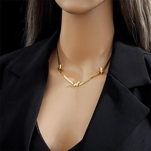 Miniatura 6 de MIYU - Collar de mariposa de acero inoxidable 316L para mujer cadena Plana de serpiente joyeria regalos de cumpleaños