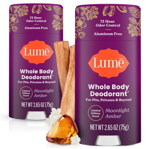 Lume Whole Body Deodorant - Solid Stick - 2.6 oz, 2 pk (Moonlight Amber)