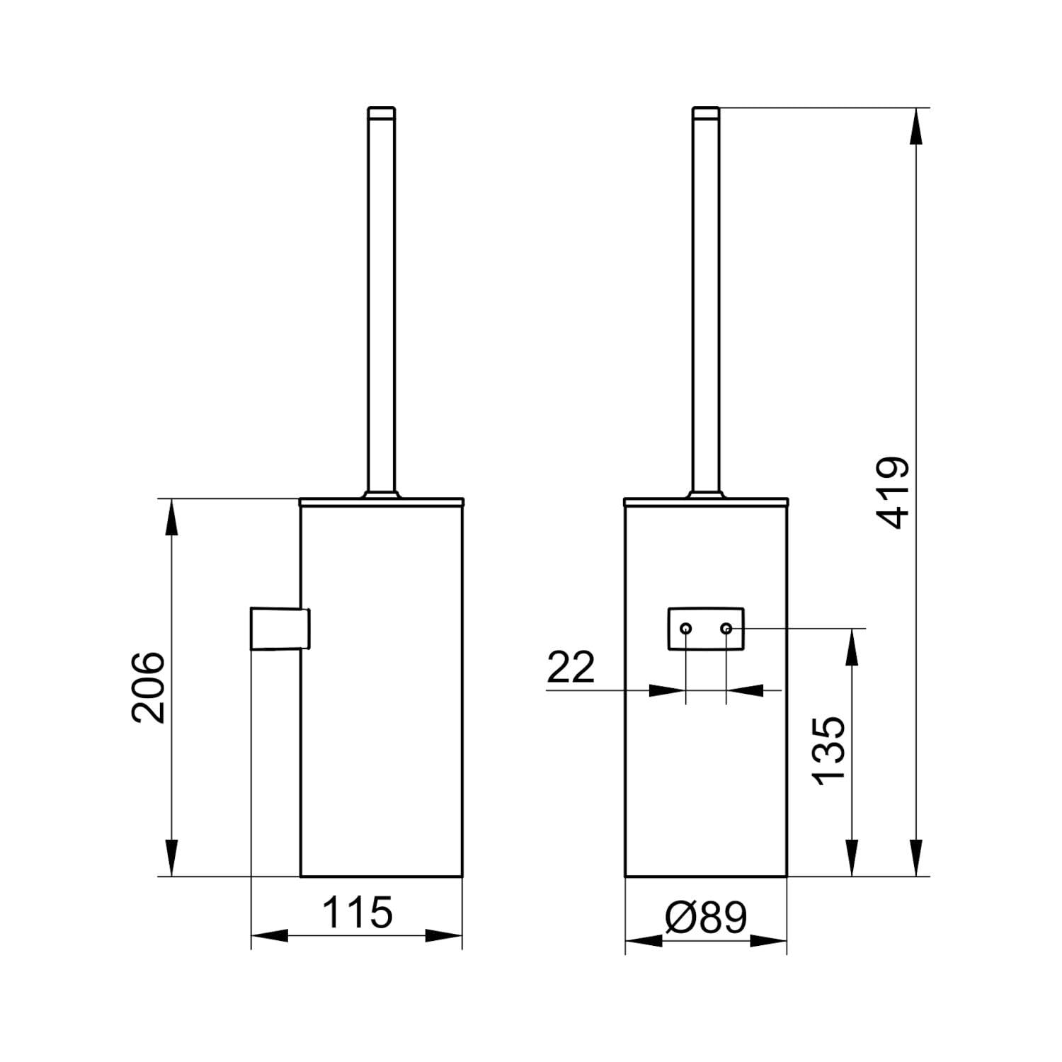 KEUCO Moll Set aus WC-Bürstengarnitur & 4 Bürstenköpfen, Wandmodell, Chrom | Bürstengarnitur mit Metallgehäuse und Bürste, Ersatzköpfe schwarz, inkl. Schrauben und Dübel, Bürstenhalter mit Klobürste
