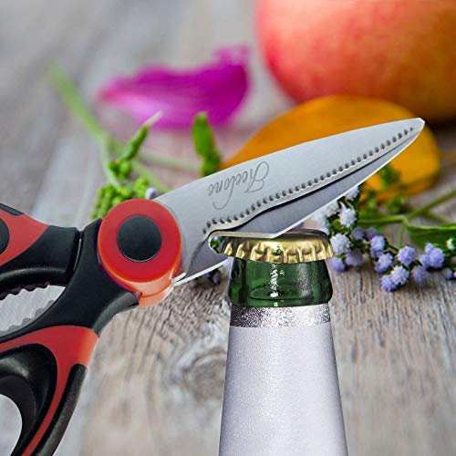 Kitchen Shears, Acelone Premium Heavy Duty Shears Ultra Sharp Stainless Steel Multi-Function Kitchen Scissors For Chicken/Poultry/Fish/Meat/Vegetables/Herbs/Bbq… (Red Black) #TOP4