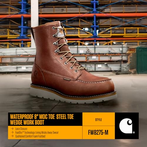 Carhartt Men's Waterproof 8" Moc Steel Toe Construction Wedge Work Boot4