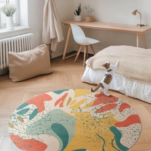 Tapis de sol vinyle anti-tache ø80 cm pour protéger votre carrelage et déco de salon - 3