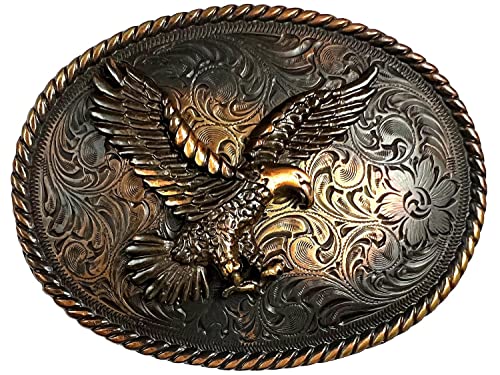 Western Cowboy Copper American Eagle Engraved Belt Buckle Fits 1-1/2
