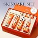 6-Piece Hydrating Skincare Set with Vitamin C & Niacinamide, Face Care Kit Includes Toner, Serum, Cleanser, Moisturizer, Eye Cream & Body Lotion | Valentine’s Day Gift for Women