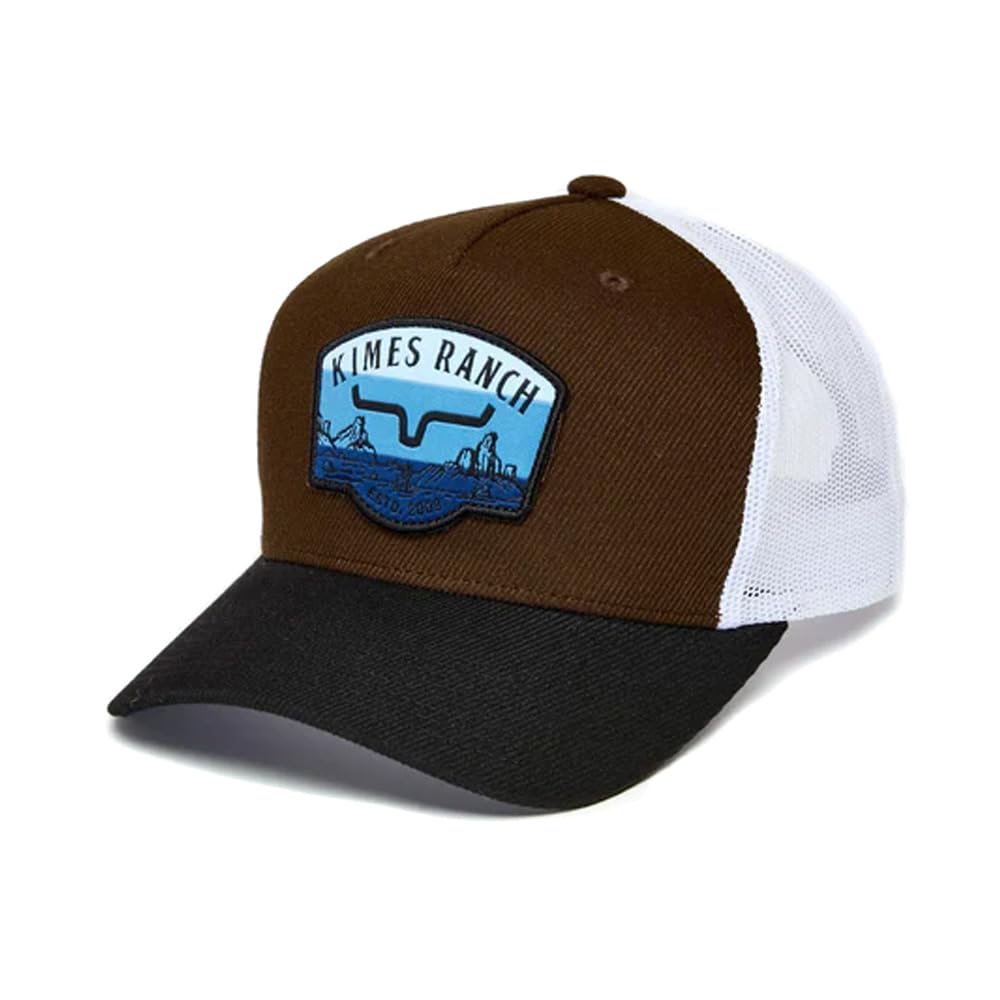 Kimes Ranch Unisex Brown Crimson Mid Profile Curved Bill Hat With Woven Patch And Merrow Edge Stitch