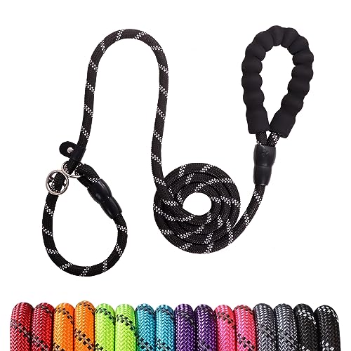 Surepet Slip Lead Dog Leash - 4/5/6 Foot Heavy Duty & Reflective Rope Leashes With Comfortable Handle - No Pull Training Leash For Puppy Small Medium And Large Breed Dogs - (1/2''-6Ft, Black) #TOP4