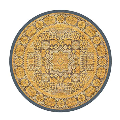 Tapis oriental vintage rond marron lavable 120 cm de diamètre