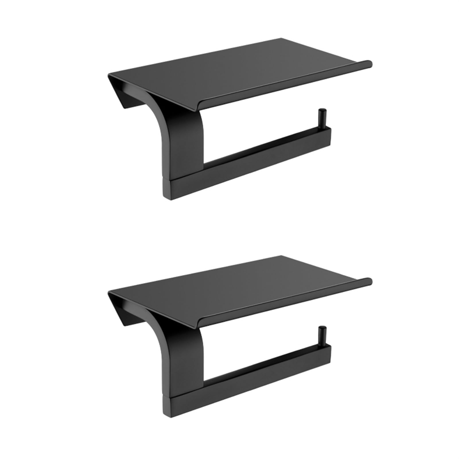 Stały uchwyt na papier toaletowy, Toilet Paper Holder Black Stainless Steel Bathroom Wall Mount Mobile Phone Shelf