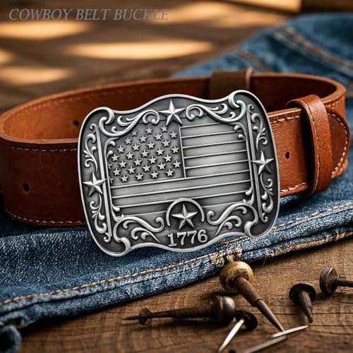 Cowboy Belt Buckle for Men Women Vintage Rodeo Texas Map 1836 Longhorn bull Western Belt Buckles