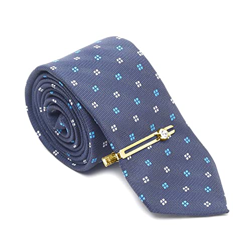Image of LOUIS STITCH Mens Silk NeckTie Golden Tiepin Gift Combo Set With Pocket Square Cufflinks Brooch Tie Golden Tiepin (Suit Accessories) (Britain)