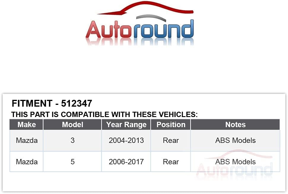 Autoround 512347 Rear Wheel Bearing and Hub Assembly Compatible with 2004-2013 Mazda 3, 2006-2017 Mazda 5 W/ABS - Image 2