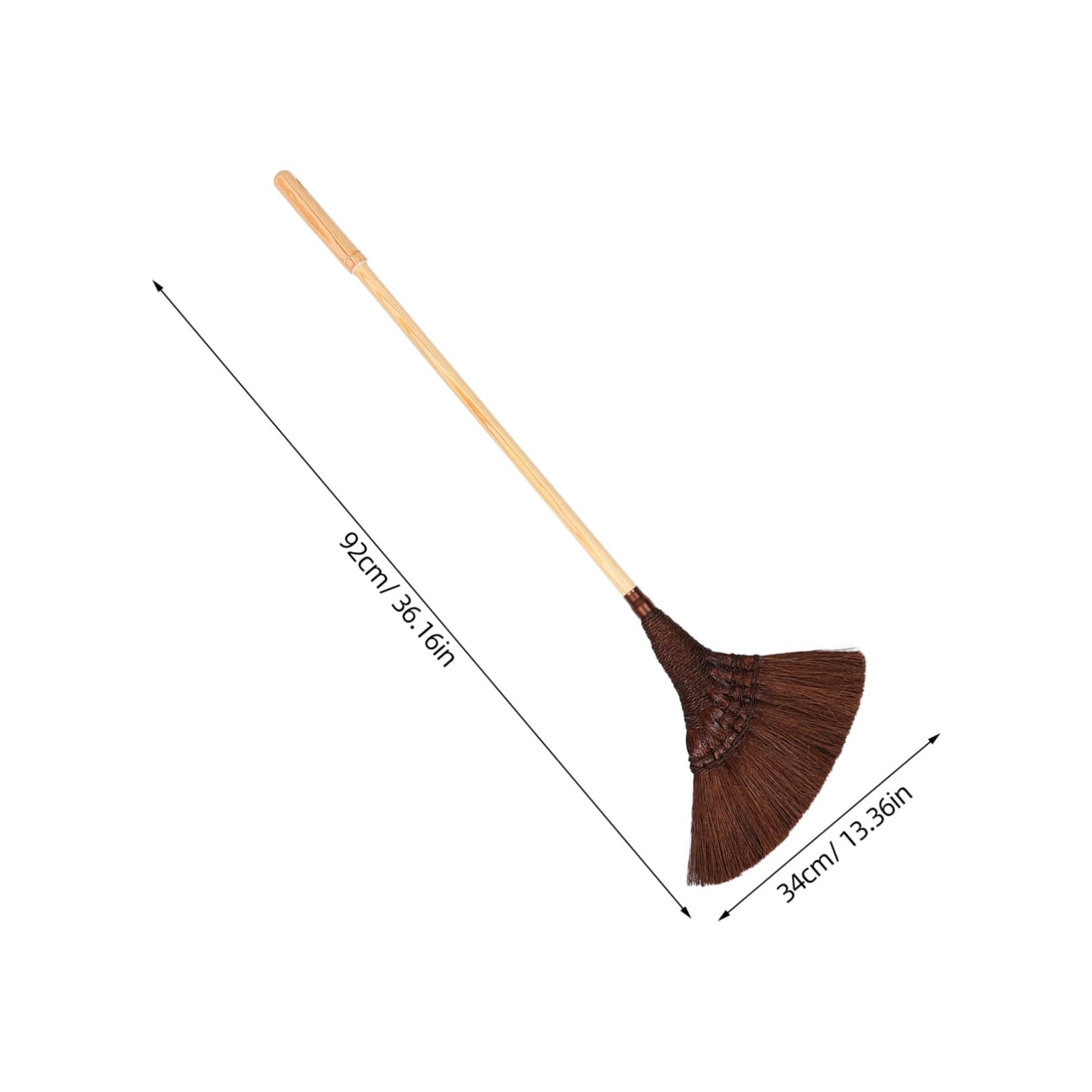 Escoba de Palma Artesanal Marrón con Mango Largo de Madera | Diseño Clásico Tradicional, Desmontable, para Interior y Exterior, Pensada para Dueños de Mascotas