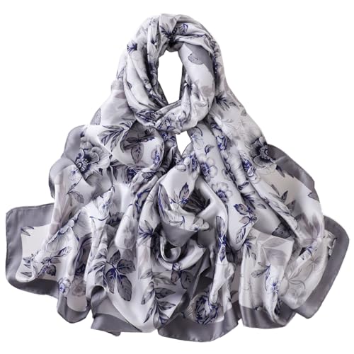 Image of ZDMHSH Fashion Scarves Scarf 100% Silk Feeling Scarf Silk Like Scarves Long Lightweight Sunscreen Shawls for Women