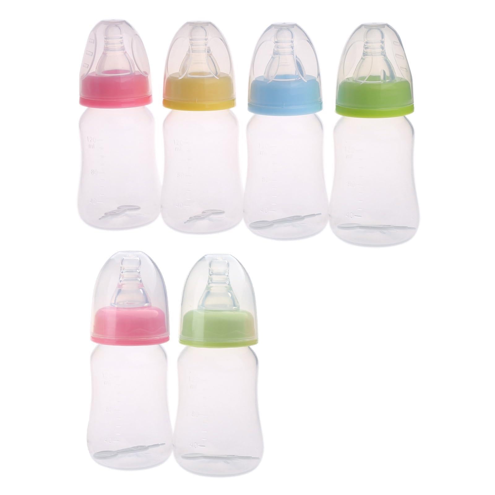 120ml Baby Newborn Nursing Nipple Bottle Silicone Pacifier Milk Water Feeding Cartoon Baby Bottle Random Color