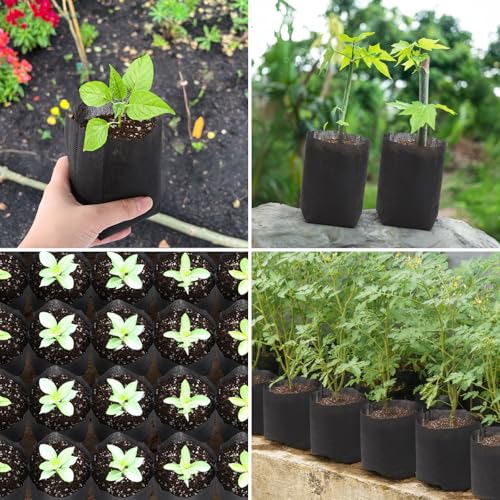 GREANER Sacos de plantas para plantio, 100 peças de vasos de plantas biodegradáveis, sacos de tecido