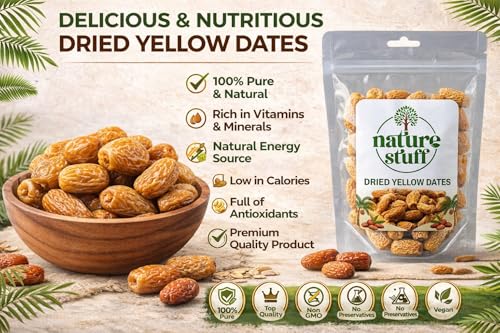 Image of Dried Yellow Dates 900g | Dry Khajoor Kharek | Natural Sweet Datess Dry Fruit | Whole Dried Datees Snack | Fresh Quality Pack