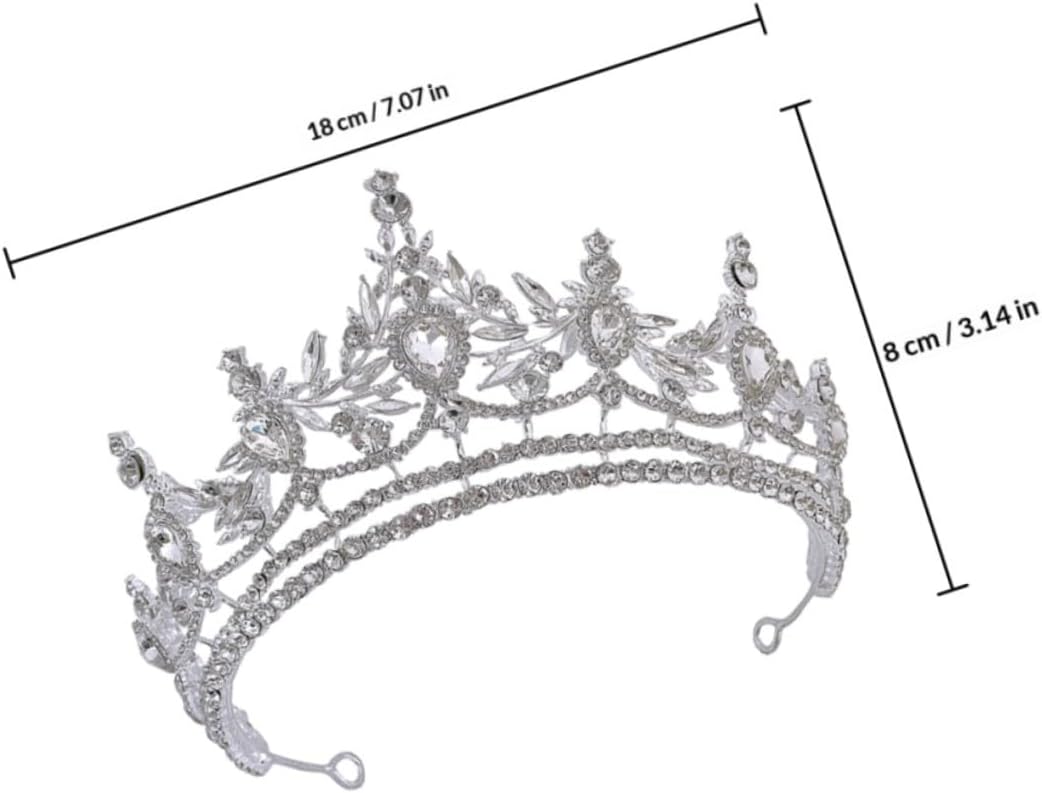 Uonlytech Bridal Crown for Wedding Women Rhinestone Tiara Crown Silver Alloy Wedding Headpiece Elegant Bridal Accessories for Brides