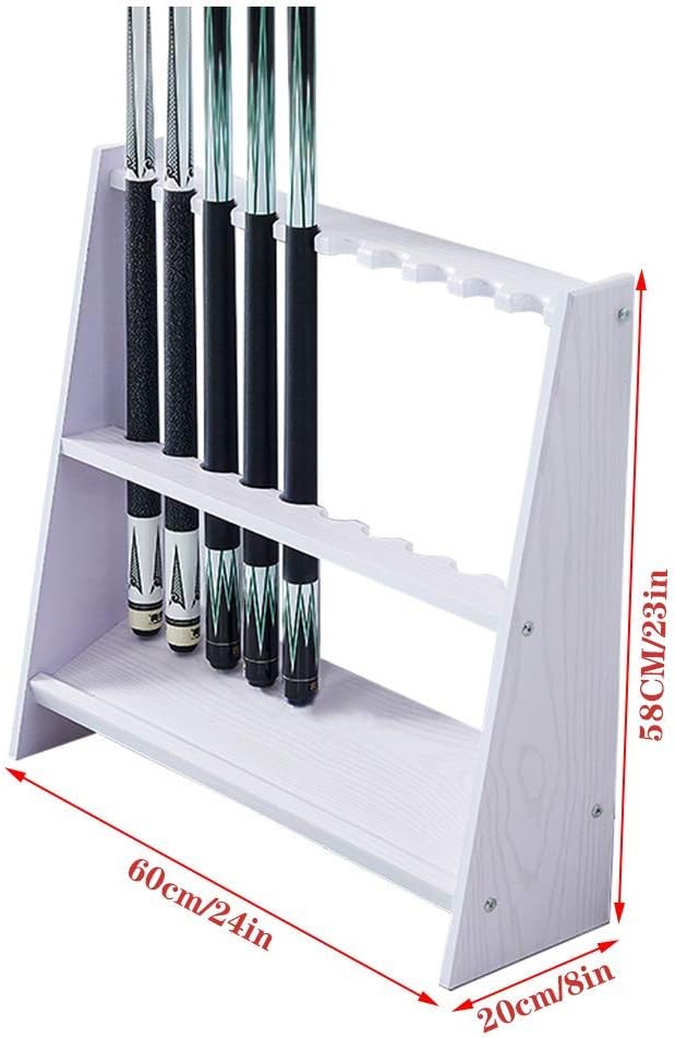 Pool Cue Rack Corner -Billiard Stick Stand,Fishing Rod Rack,Holds 10 Cues,High Density Board,Pool Stick Holder,for Billiards Snooker Accessory