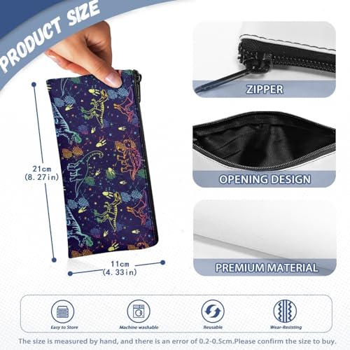Image of Dinosaur Print Pencil Case Toddler Boys School Pencil Box Storage Pouch with Zipper Lightweight Pen Holder for Boys Soft Stationery Storage Bag