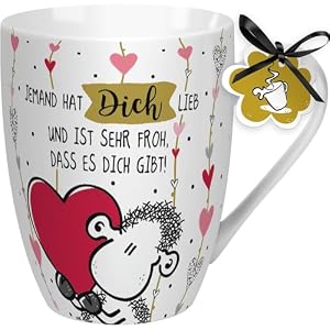 Sheepworld Tasse mit Spruch „Jemand hat dich lieb“ | Kaffeetasse, Porzellan, 30 cl | Sheepworld Lieblingstasse, Geschenk Liebe | 59600