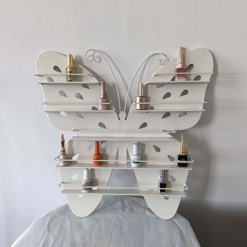 Elegante Expositor De Esmaltes De UñAs, Expositor De Pared con Forma De Mariposa, Organizador De Metal para Aceites Esenciales Y Esmaltes De UñAs, para SalóN En Casa,Rosado