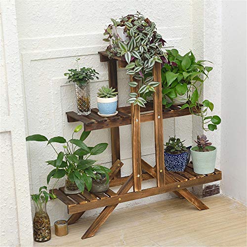YAzNdom Flower Stand 3-storey Plant Frame Wooden Flower Stand Ladder Shelf Indoor Outdoor Plant Pot Yard Garden Terrace Balcony Succulent Flower Stand (Color : C, Size : 85x26x85cm)