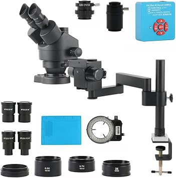 Microscope 3.5X-180X Zoom Industry Stereo Trinocular Microscope 48MP 4K 2K HDMI USB Video Camera Desktop Folding Stand PCB Soldering Kit55MP 4K 2K HDMI USB