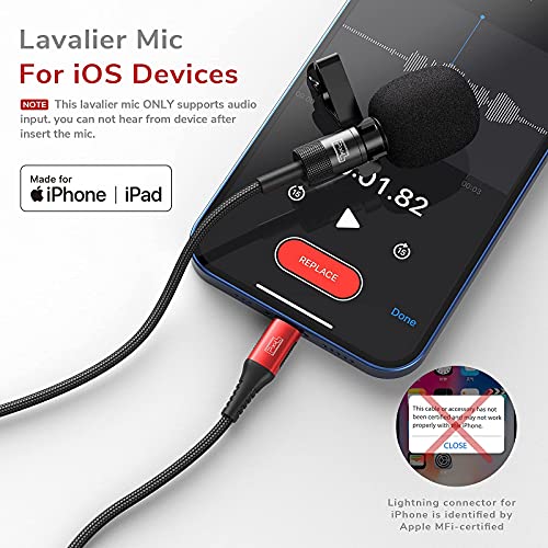 Micrófono lavalier para iPhone Pixel con conector lightning de tres metros para vlogging 2
