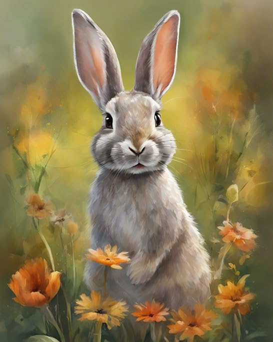 Amazon.com: ZMHZMY Digital Oil Painting Artwork,Rabbit Bunny