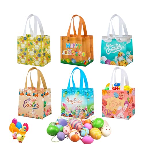 Mizijia 6 Bolsas de Regalo de Pascua para Rellenar - Nido Con Conejo, Cestas de Fieltro