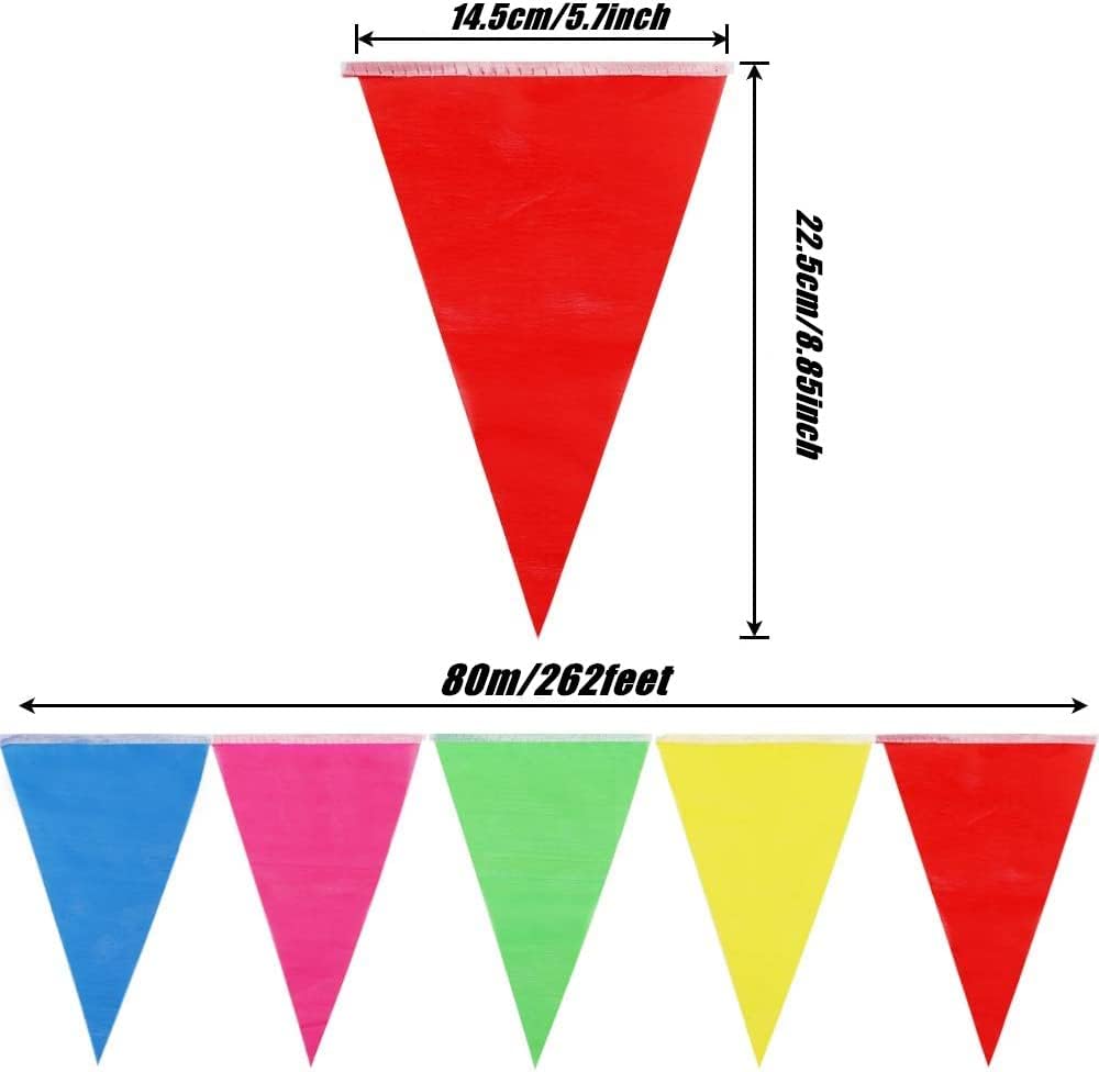 Guirlande De 150 Drapeaux Triangles Multicolores - 80m De Long - Décoration Fête, Mariage, Anniversaire