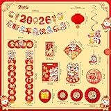 Chinese New Year Decorations 2026 Couplets, Hanging Swirls, Red Envelopes, Window Stickers, for 2026 Horse Chinese New Year Party Decorations - Image 3