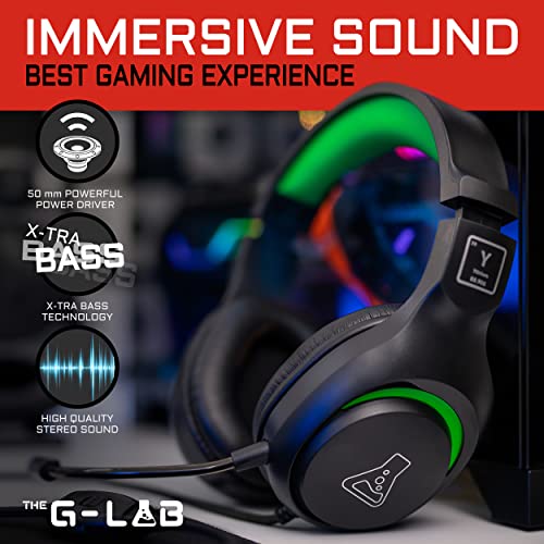 The G-Lab Korp Yttrium gamer-headset voor pc, PS4 Ps5, Xbox, Switch, gaming-headset met microfoon, inklapbaar, stereo-audio, gamer-headset, sterke bas, microfoon 3,5 mm, jack 2023 (zwart) - Afbeelding 4