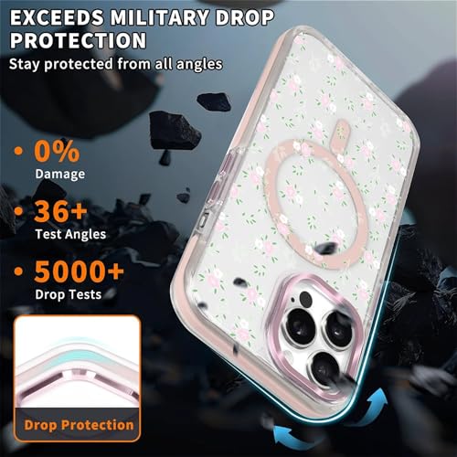 Coque iPhone 13 Pro transparente rigide compatible Magsafe protection antichoc fleur - 4