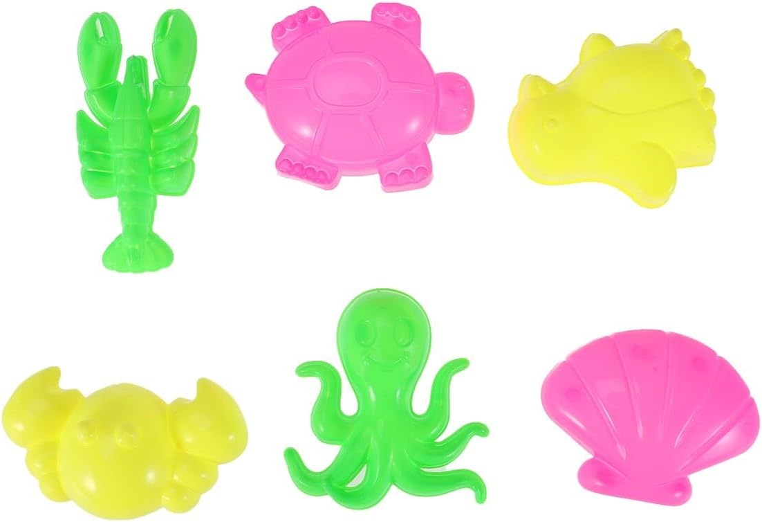 HOOTNEE 6pcs Large Ocean Sand Mold Set for Creative Beach Sand Kit for Boys Random Color