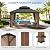 LUE BONA 12x14 Hardtop Gazebo, Galvanized Steel Double Roof Permanent Gazebo Pavilion with Wood-Like Aluminum Frame, Outdoor Metal Gazebo Canopy with Nettings and Curtains for Deck, Patio, Backyard