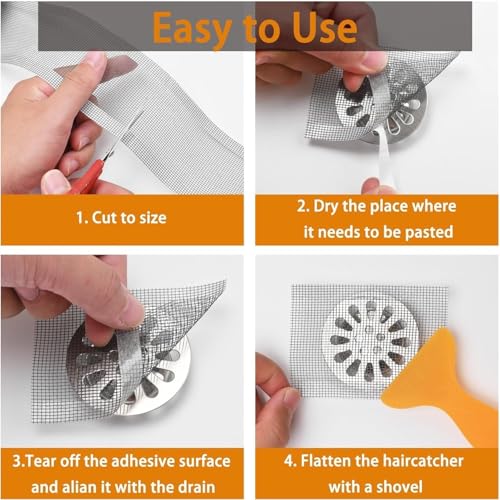 Image of Cord Sink Stopper Self Adhesive Mesh Roll for Bathroom Drain Kitchen Sink Strainer Disposable Hair Catcher Shower Drain Mesh Stickers Cuttable PVC Mash Shower Drain Cover (7cm x 5m)