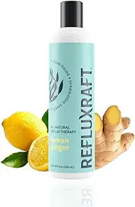 Acid Reflux Therapy with Organic Alginate, Rapid & Long Lasting Gerd, LPR & Digestion Symptom Support, Zero Sugar, Gluten Free, Low Sodium, Lemon Ginger Flavor, 47 Gel Servings, 8 OZ Bottle