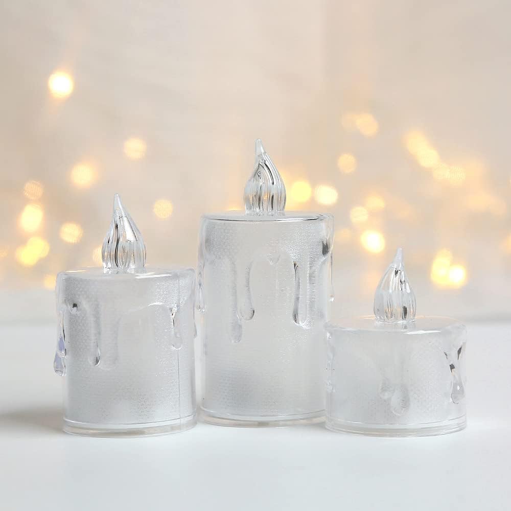 M2 Look LED Flameless Candles Set, 3 Ivory Decorative Candles, Battery Operated with Realistic Flickering Effect, 5x7x8 cm-image-46