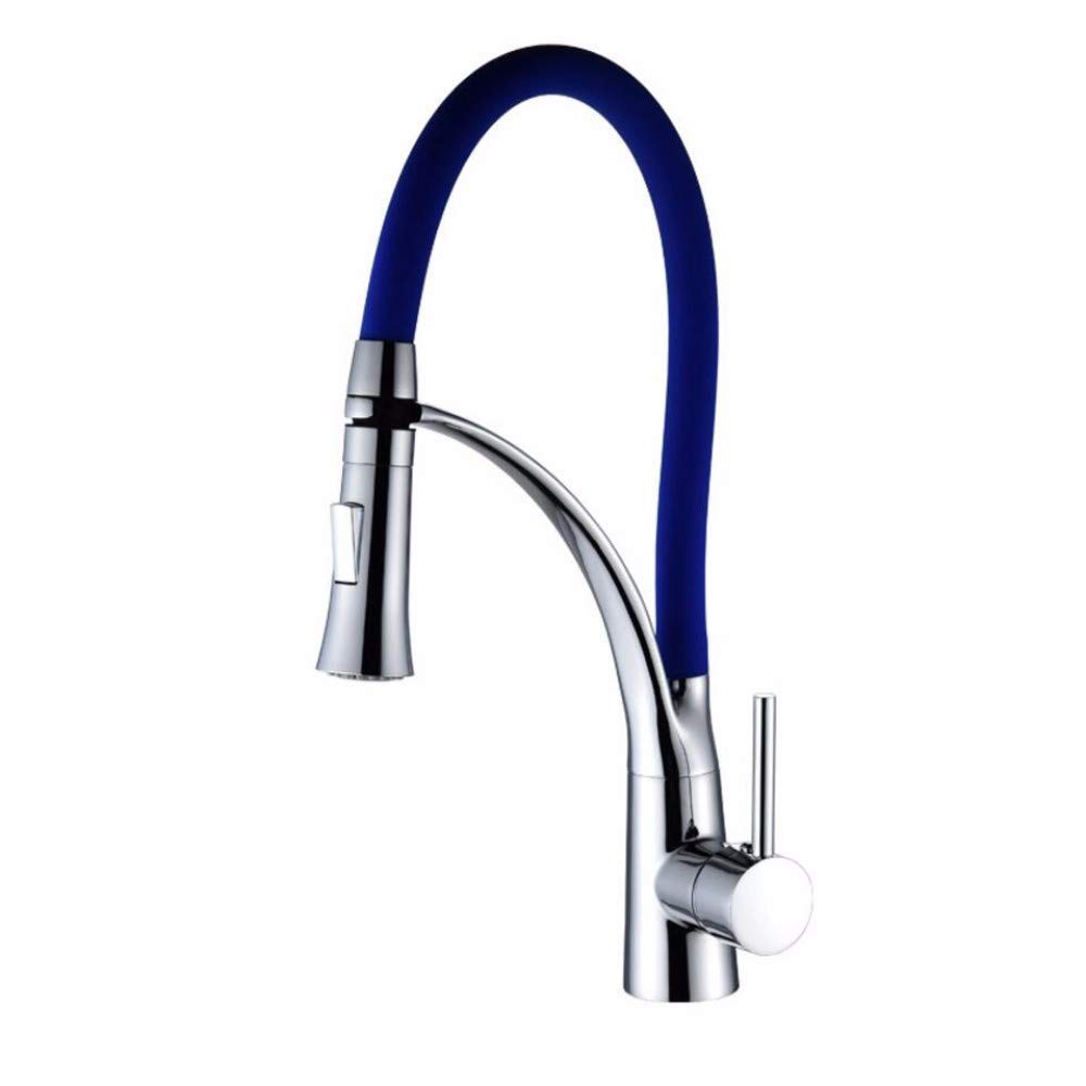 Mitigeur de cuisine en cuivre rotatif bleu marine anti-fuite