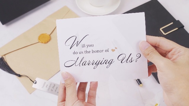 Wedding Officiant Gift Set - Leather Book, Pen, Thank You Card, Bookmark In Gift Box