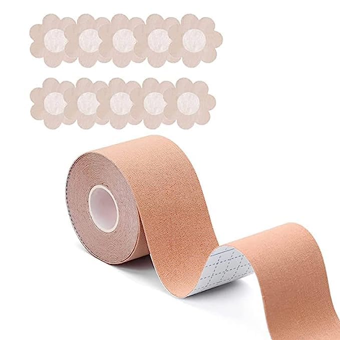 Boob Tape with 10 Nipple Pasties Women's & Girl's Breast Lift Booby Tape, Push Up & Lifting Tape Fit for Any Type Breast Tape Breast Lift Bra Tape Bob Tape for Breast Lift.-image-3