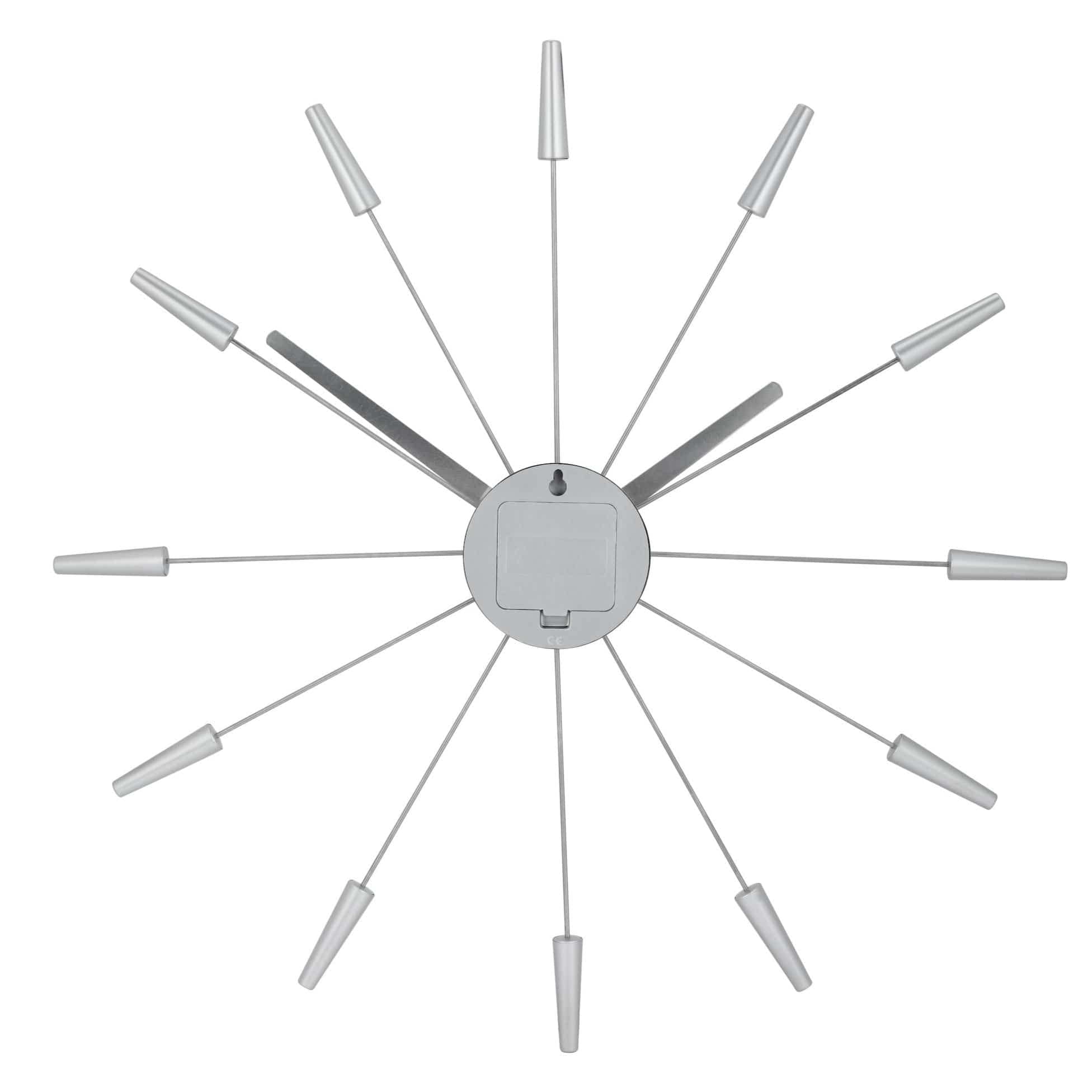 NeXtime reloj de pared "PLUG INN", muy silencioso, plateado, acero inoxidable, redondo, ø 58 cm