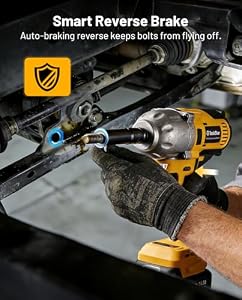 1/2" Cordless Impact Wrench, 1400N·m(1032ft・lbs) Brushless High Torque Impact Gun, Electric Impact Driver, 2x4.0Ah Batteries, LED Light, Charger, 6 Sockets, 3 Variable Speeds for Car/ Pickup/Mower — photo 5 of 6