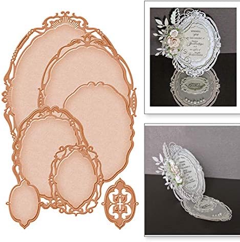 7pcs/Set Metal Die Cuts,Wedding Invitation Oval Lace Flower Metal Cutting Dies Stencils for DIY Scrapbooking Photo Album Decorative Embossing Paper Making Making Mould Template